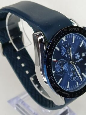 BENYAR Men's Chronograph Quartz Watch Blue Dial Blue Rubber Band BY-5140M 30M